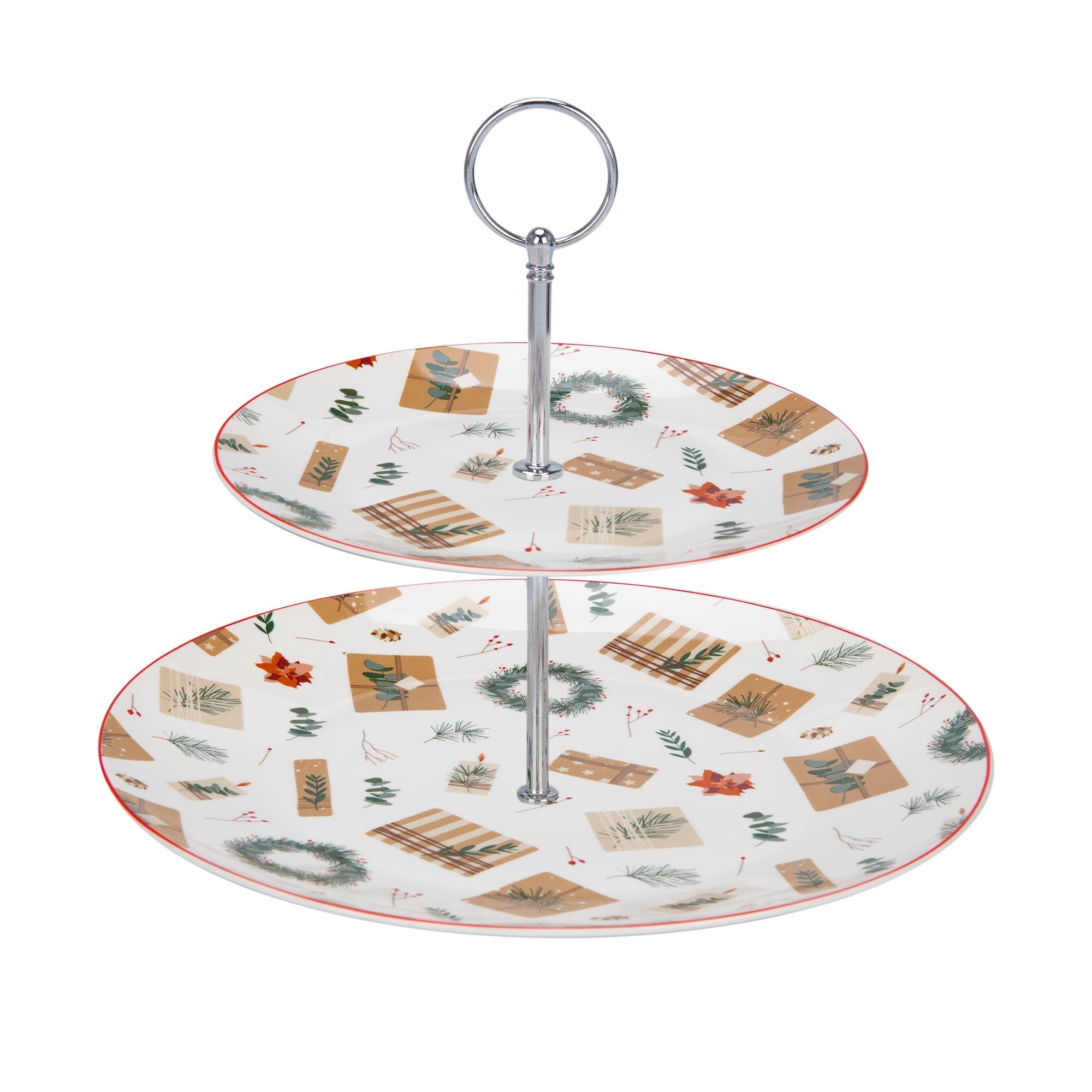 Christmas Spirit Two Tier Cake Stand