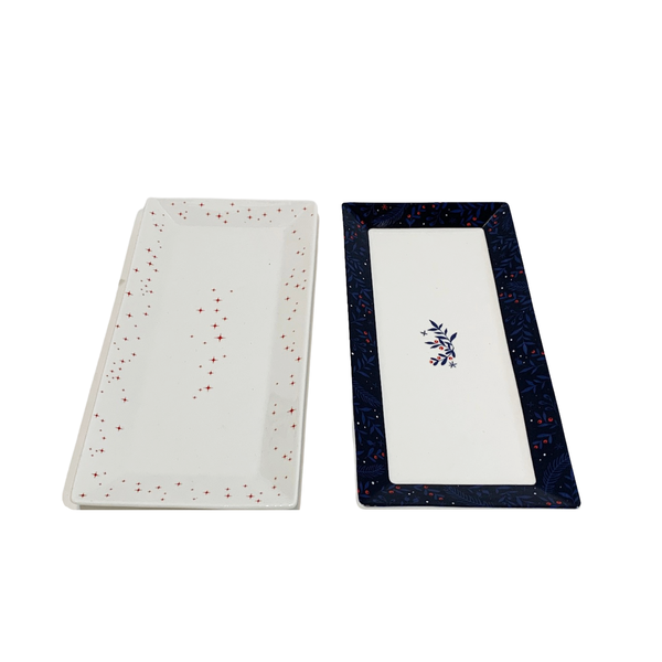 Mindy Brownes Interiors Christmas Platters- Midnight Blue Set of 2 Platters- SHM011